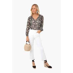 Rebecca Taylor Kaleidoscope Leopard Print Top Womens Size 6 Silk Blend Office